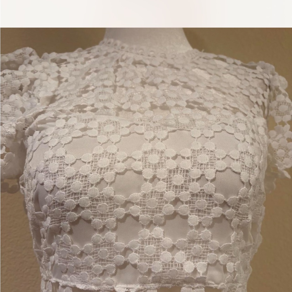 Petal & Pup Lauren White Crochet Lace Midi Dress - Picture 5 of 11